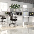 What are the advantages of low partition office layout?